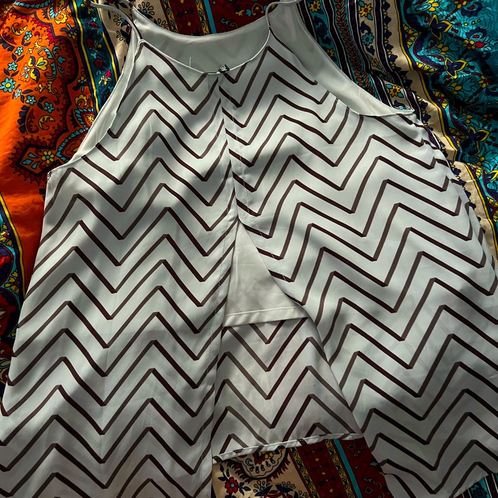 Pastel Mint Green/Brown Stripe Tunic with partial open back